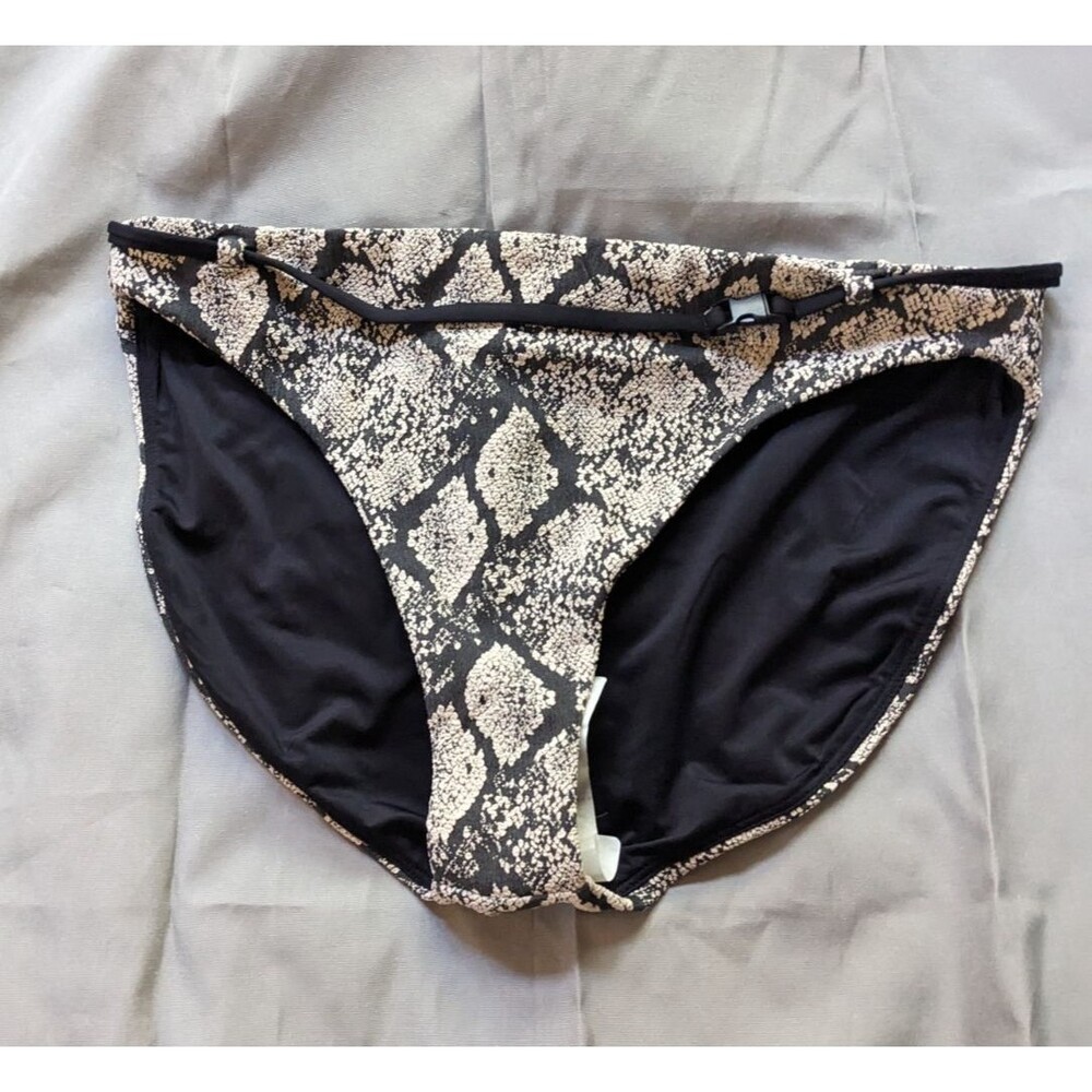 Andie Swim Textured Jacquard Snakeskin Large Riviera Belted Bikini Bottom NWT